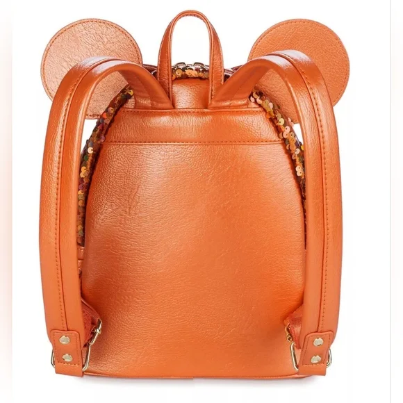 NWT 2024 DISNEY PARKS LOUNGEFLY MINNIE MOUSE PEACH PUNCH SEQUINS - Picture 3 of 5